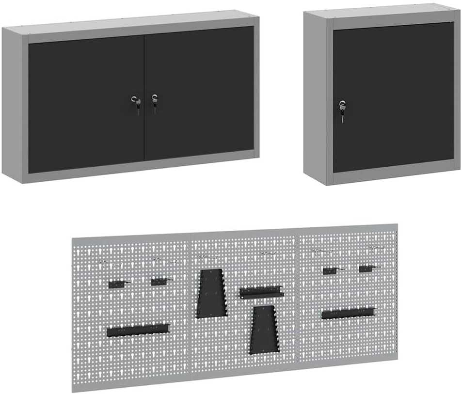 Darbo spinta 8 pcs Juoda Inžinerinė mediena ir plienas