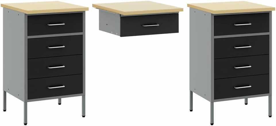 Darbo spinta 8 pcs Juoda Inžinerinė mediena ir plienas