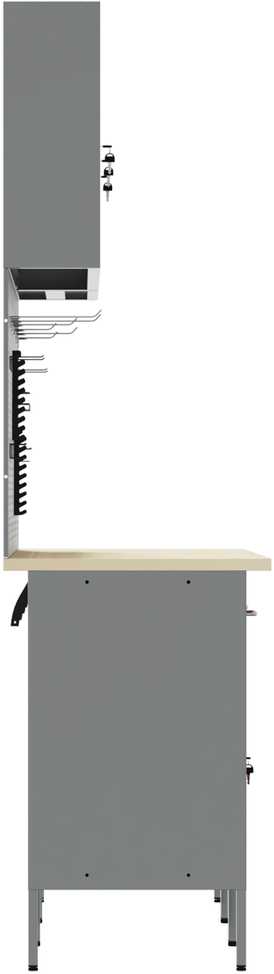Darbastalis su stalčių 8 pcs Juoda 150 x 55 x 200 cm Plienas