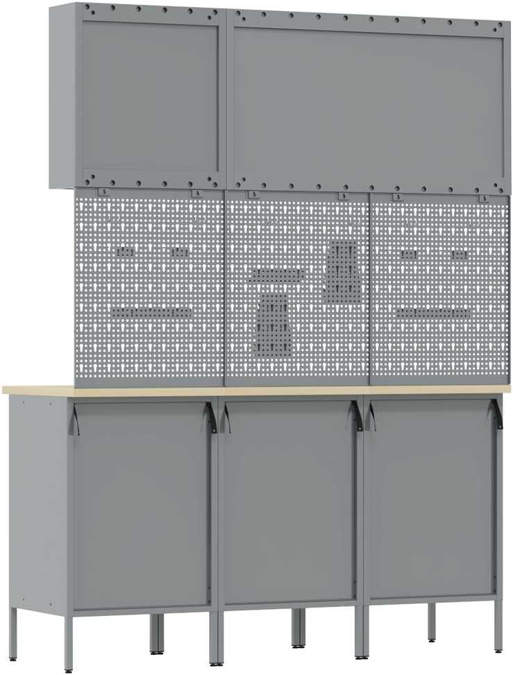 Darbastalis su stalčių 8 pcs Juoda 150 x 55 x 200 cm Plienas