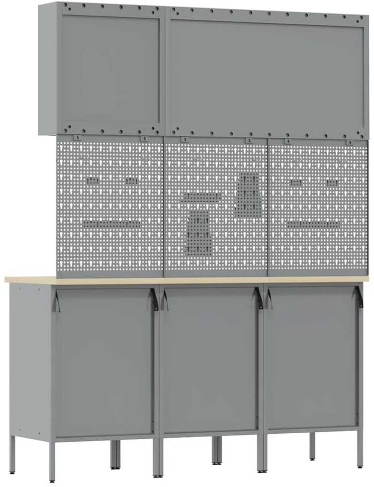 Darbastalis su stalčių 8 pcs Juoda 150 x 55 x 200 cm Plienas