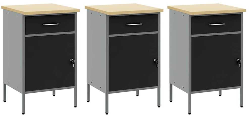 Darbastalis su stalčių 8 pcs Juoda 150 x 55 x 200 cm Plienas