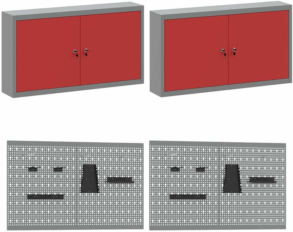 Darbastalio komplektas su lentyna 8 pcs Raudona ir pilka