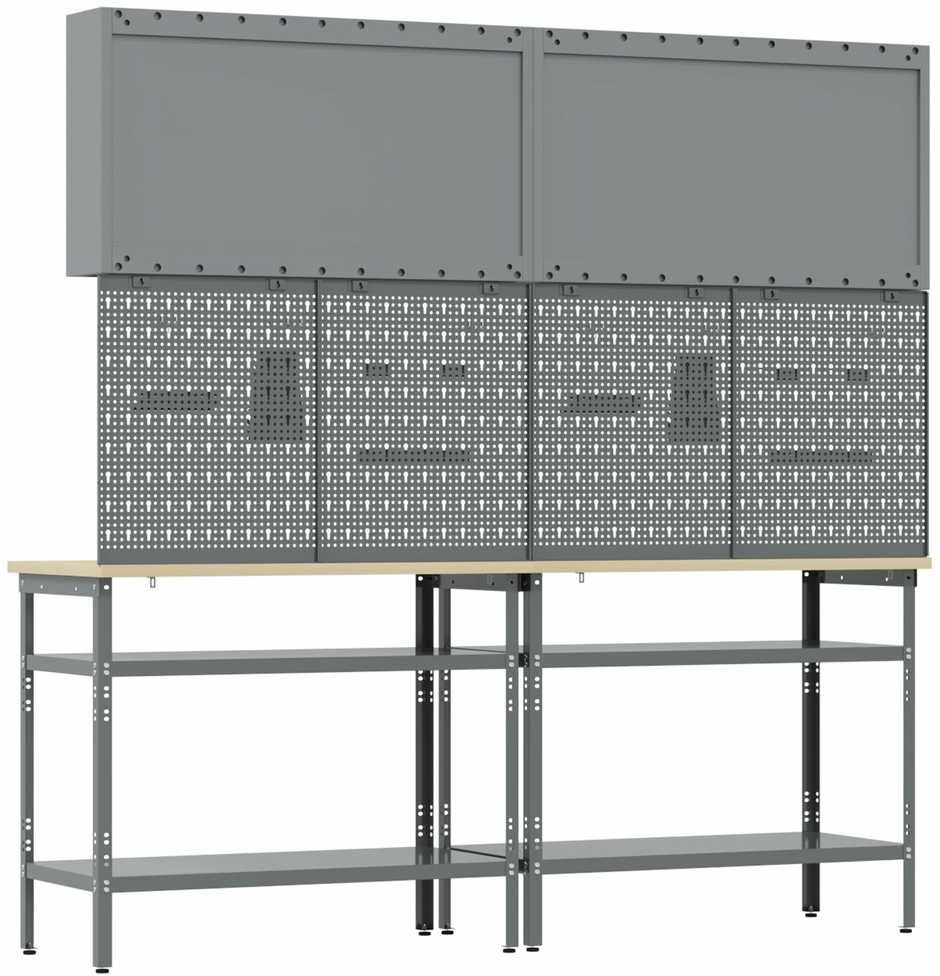 Darbastalio komplektas su lentyna 8 pcs Raudona ir pilka