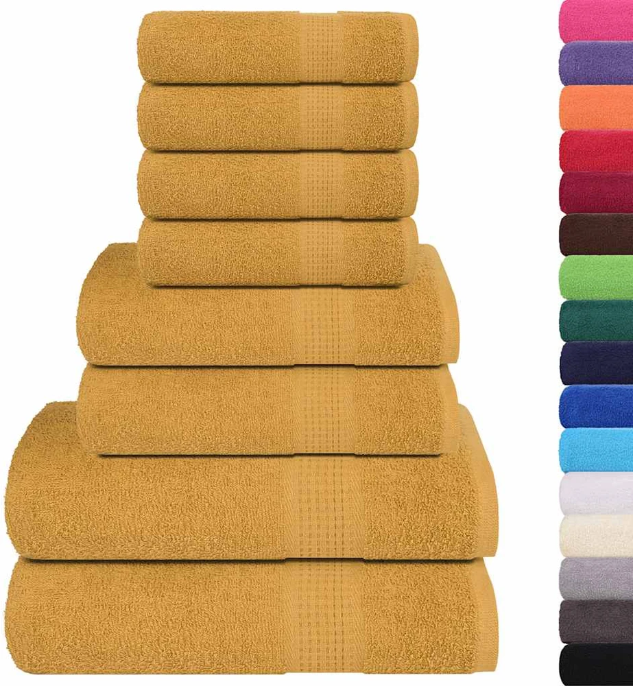 Rankšluostis Rankšluosčių rinkinys, 8vnt., auksiniai, 100% medvilnė, 360g/m²
