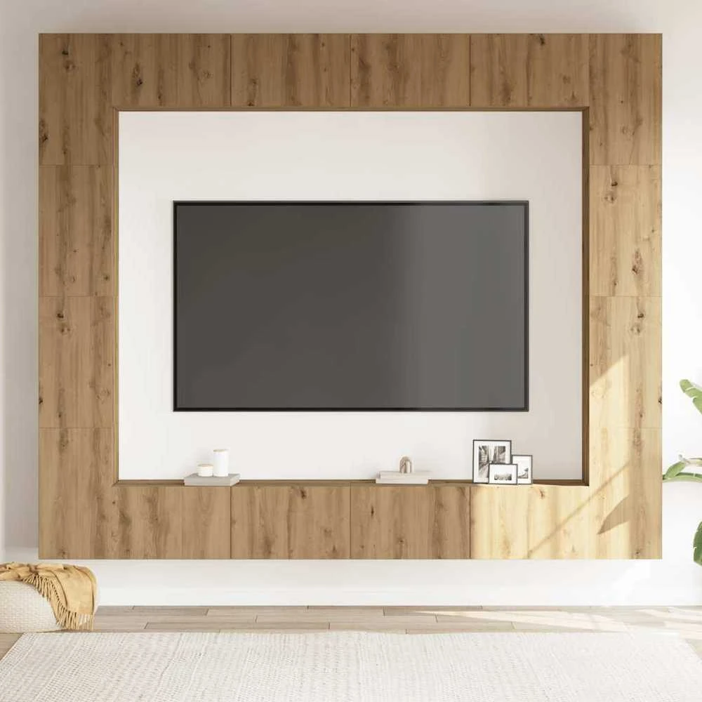 TV staliukas 8 dalių sieninis televizoriaus spintelės komplektas Artisan Oak