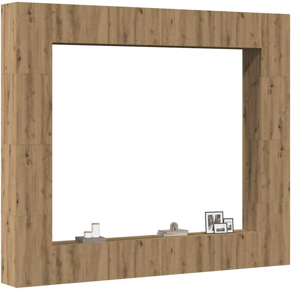 TV staliukas 8 dalių sieninis televizoriaus spintelės komplektas Artisan Oak