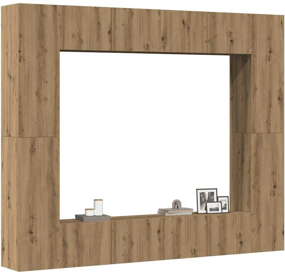 TV staliukas 8 dalių sieninis televizoriaus spintelės komplektas Artisan Oak
