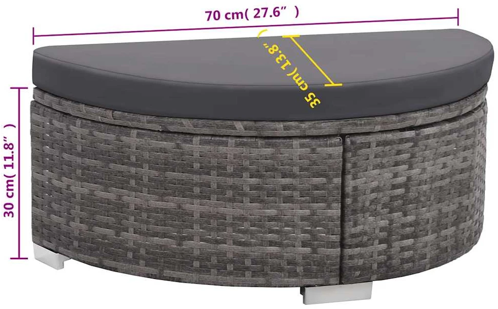 Lauko baldų komplektas Sodo komplektas su pagalvėlėmis, 8 dalių, pilkas, poliratanas
