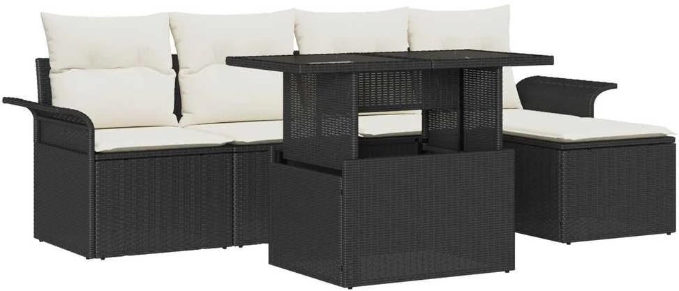 Lauko baldų komplektas Sodo Sofų Rinkinys 8 vnt. Juoda Poli ratanas