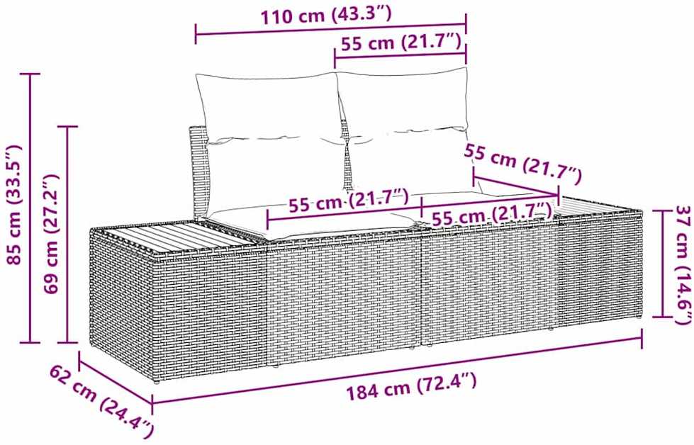 Sodo Sofų Rinkinys 8 vnt. Smėlio poliratanas