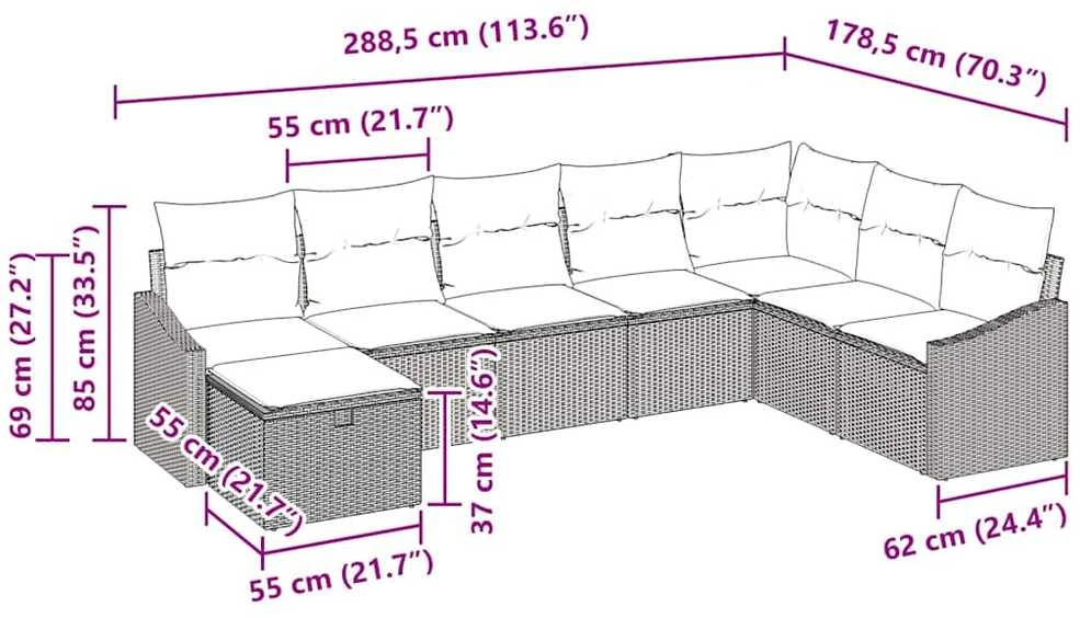 Sofos komplektas 9 vnt. poliratanas