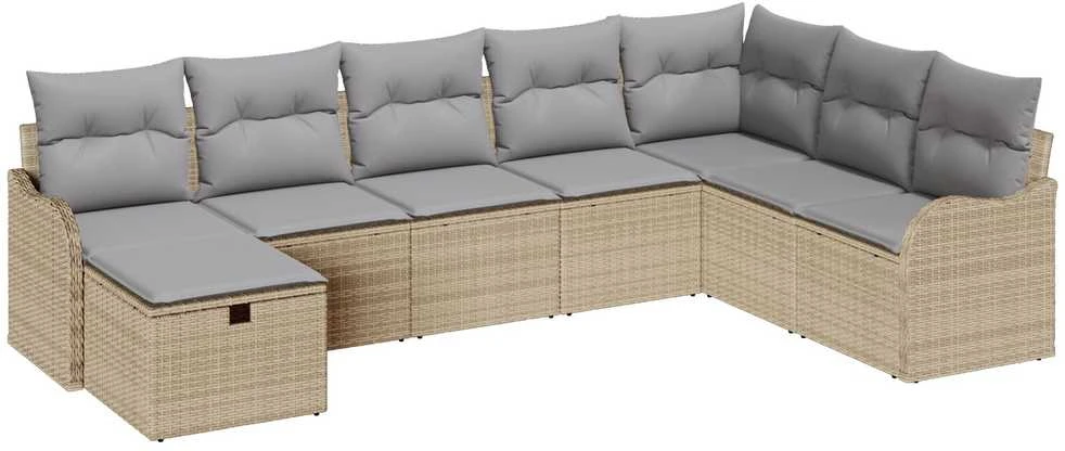 Sofos komplektas Bežinė ir šviesiai pilka poliratanas