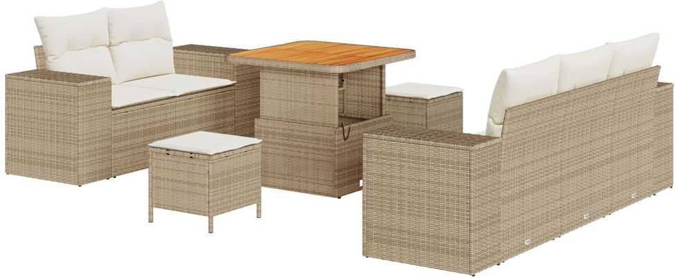Sodo Sofų Rinkinys 8 pcs Smėlio poliratanas