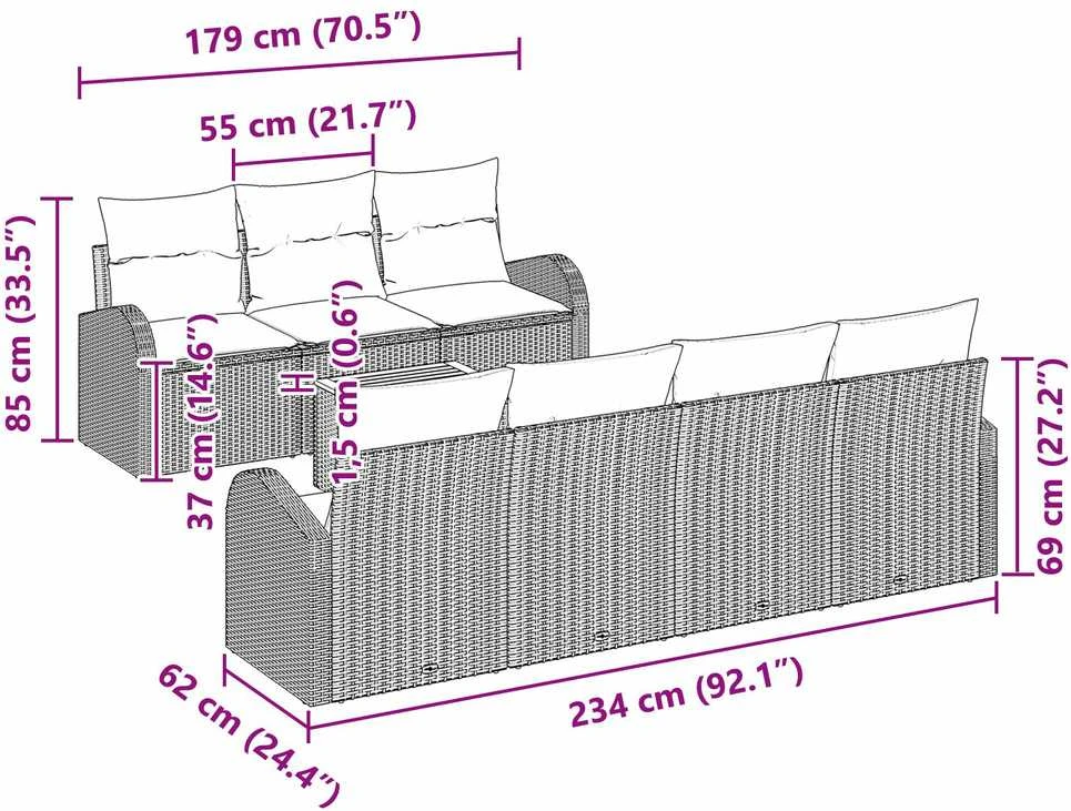 Sodo Sofų Rinkinys 8 vnt. Smėlio poliratanas