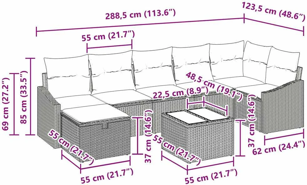 Sofos komplektas 8 vnt. poliratanas