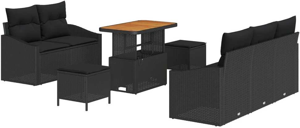 Sodo Sofų Rinkinys 8 vnt. Juoda poliratanas