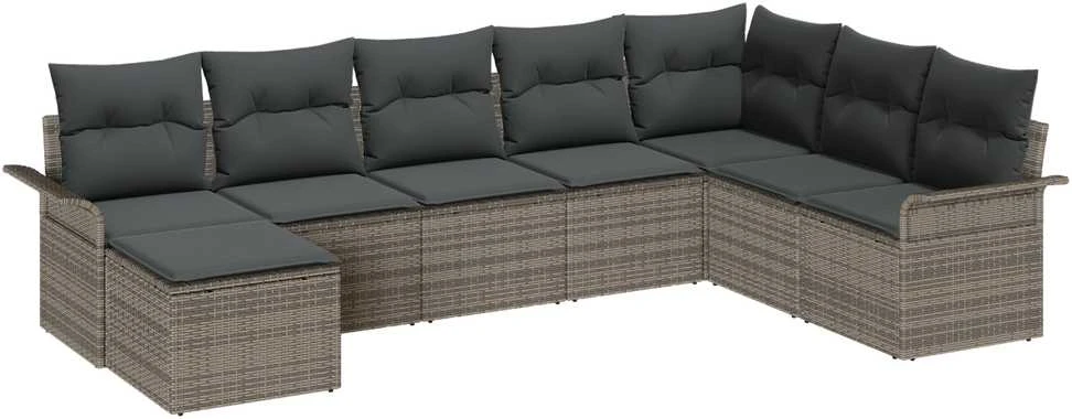 Sodo Sofų Rinkinys 8 vnt. Pilka Poli ratanas