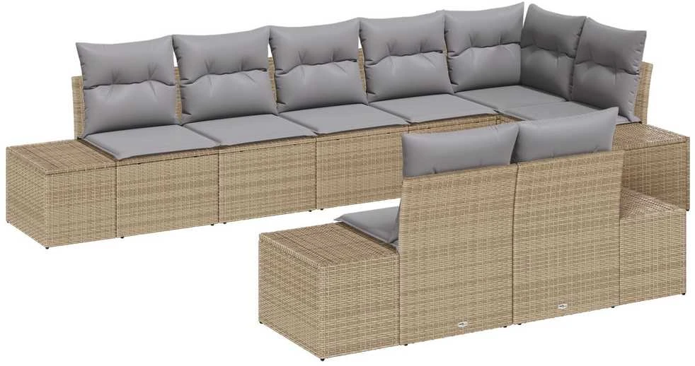 Sodo Sofų Rinkinys 8 vnt. Bežinė ir pilka poliratanas