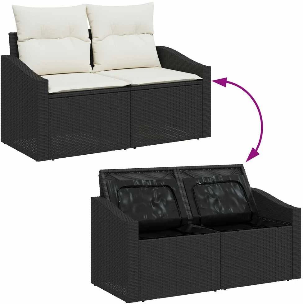 Sodo Sofų Rinkinys 8 vnt. Juoda poliratanas