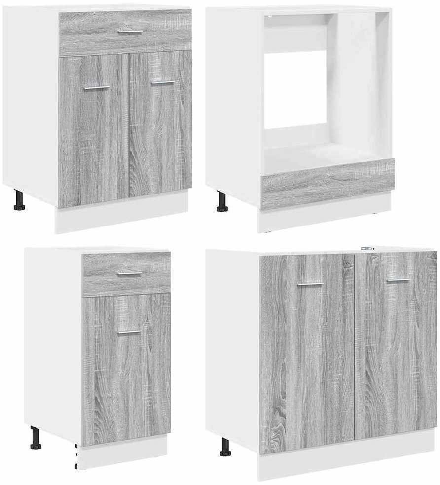 Virtuvės spintelių komplektas Lyon 8 pcs Pilkas Sonoma