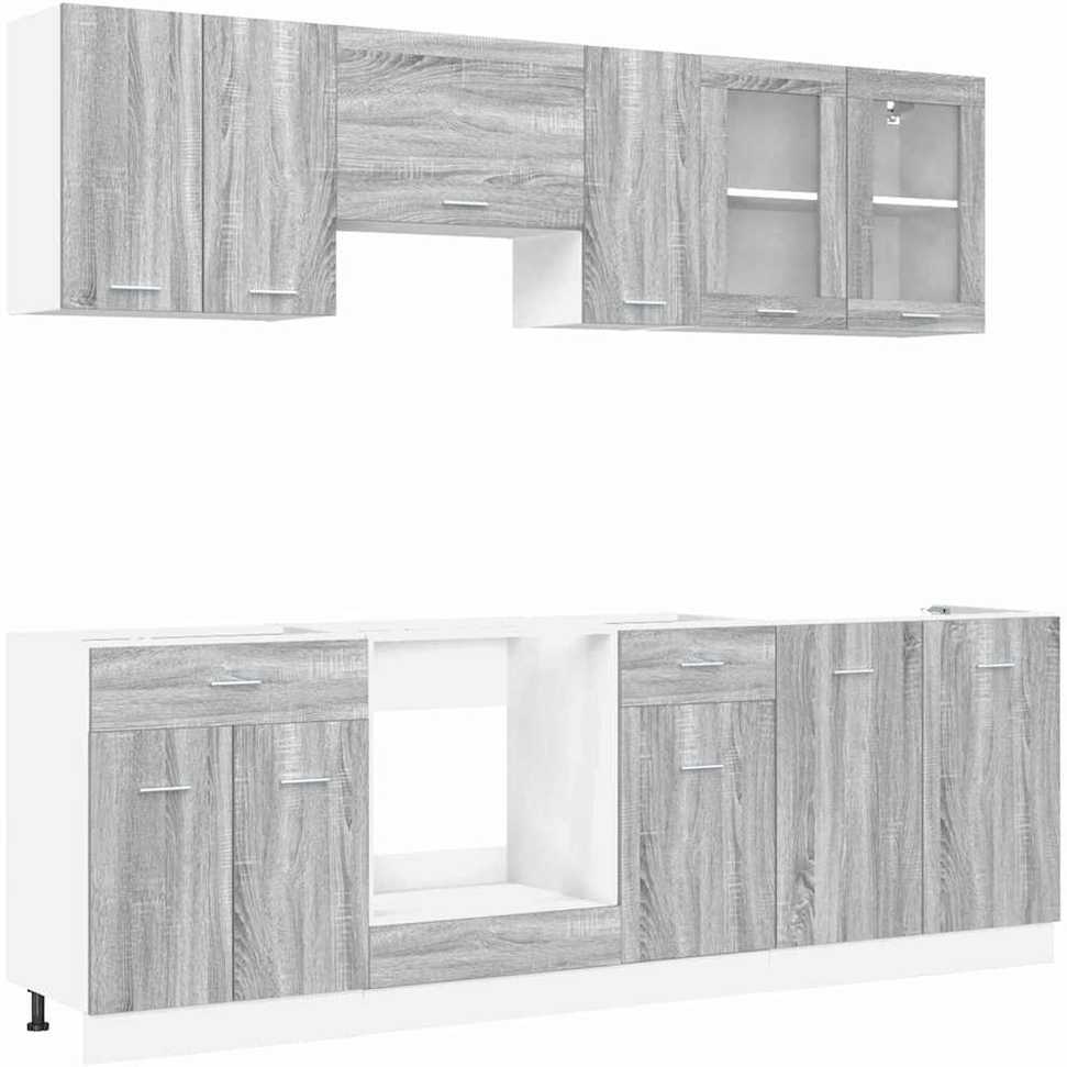 Virtuvės spintelių komplektas Lyon 8 pcs Pilkas Sonoma