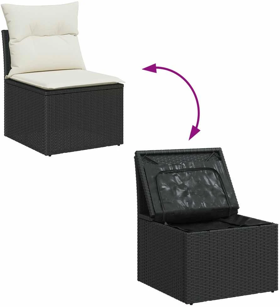 Lauko baldų komplektas Sodo Sofų Rinkinys 8 vnt. Juoda ir balta