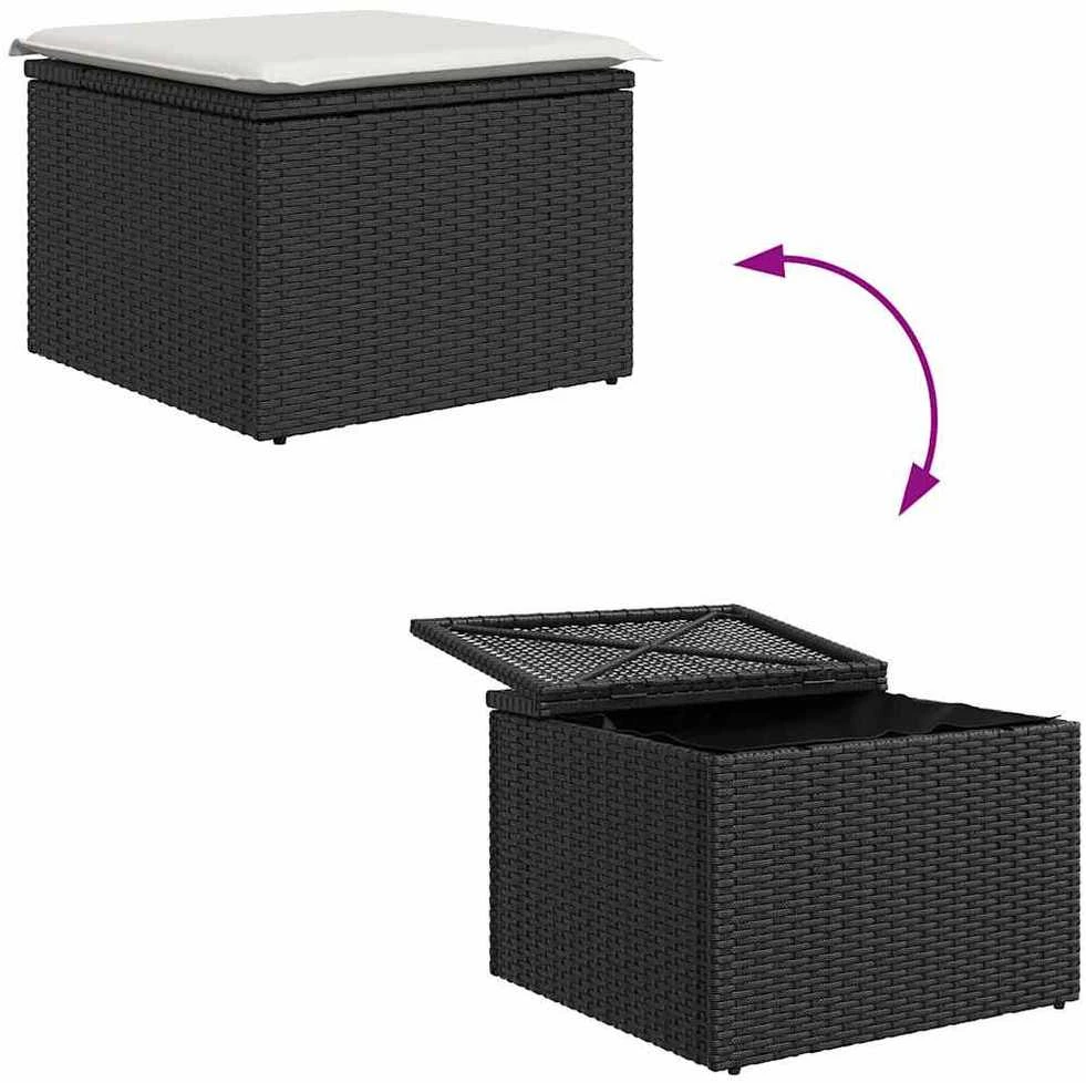 Lauko baldų komplektas Sodo Sofų Rinkinys 8 vnt. Juoda ir balta