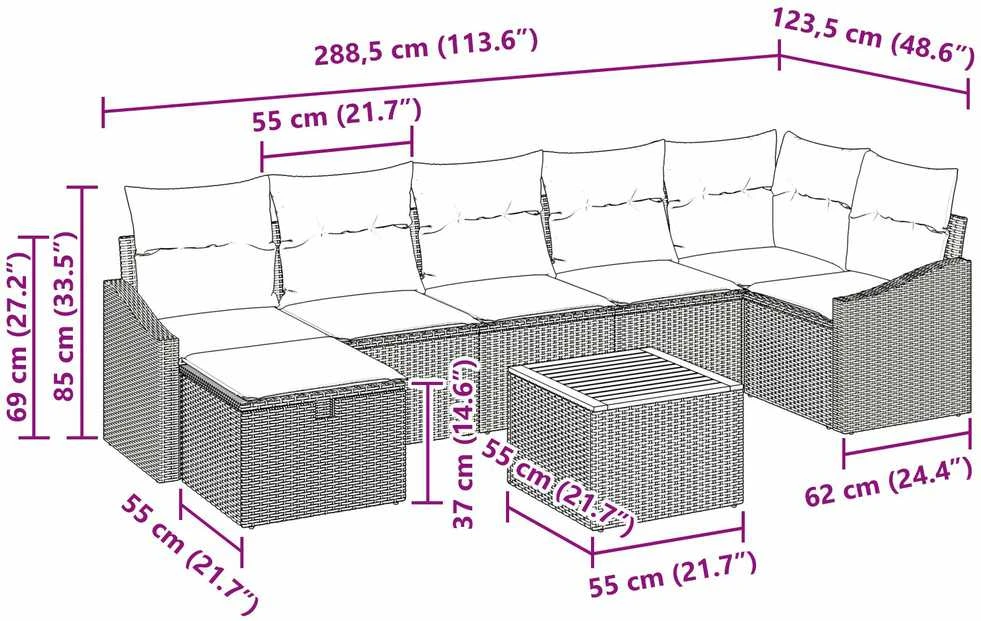 Sodo Sofų Rinkinys 8 vnt. Smėlio poliratanas