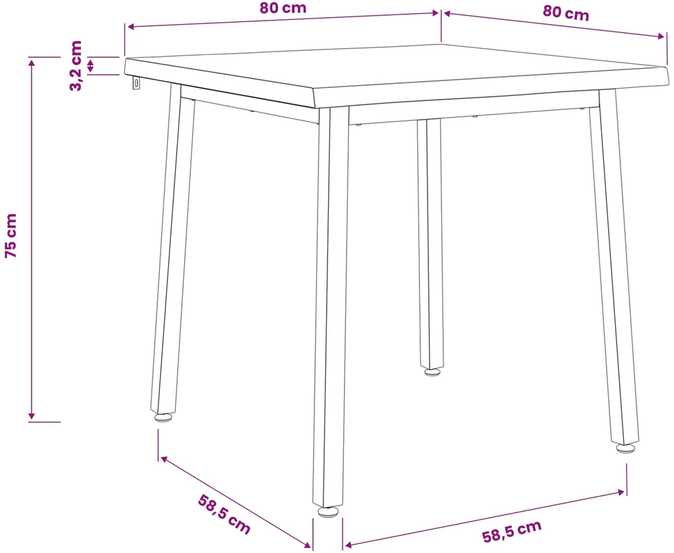80 x 80 x 75 cm Kietos akacijos mediena Balta Kvadrato
