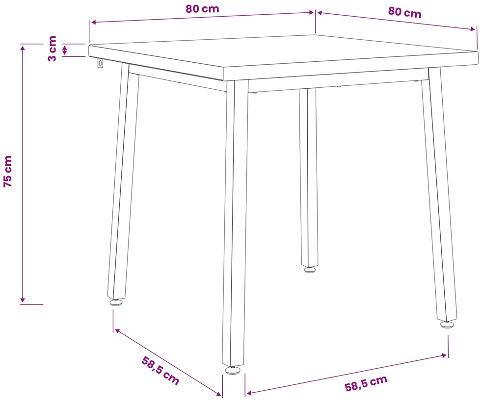 80 x 80 x 75 cm Kietos akacijos mediena Balta ir juoda Kvadrato