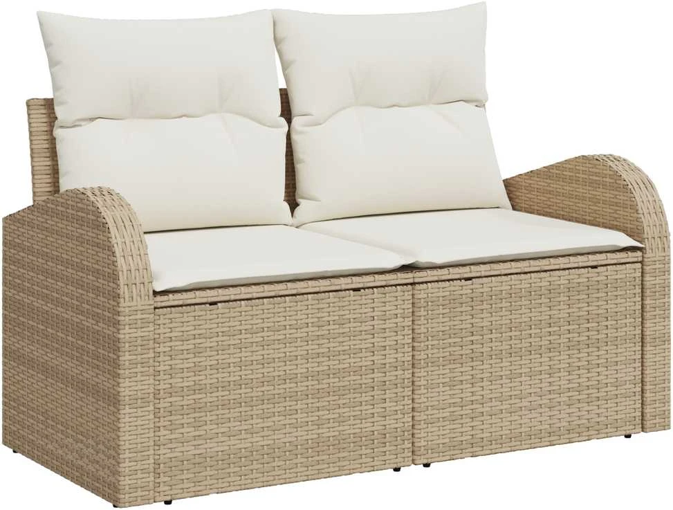 Lauko baldų komplektas Sodo Sofų Rinkinys 9 vnt. Bežinė ir kreminė poliratanas