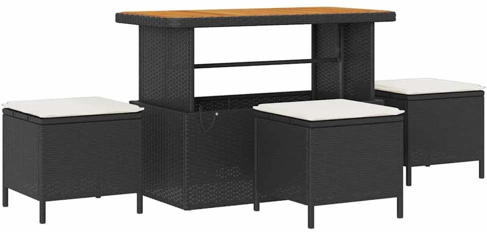 Lauko baldų komplektas Sodo Sofų Rinkinys 9 pcs Juoda poliratanas