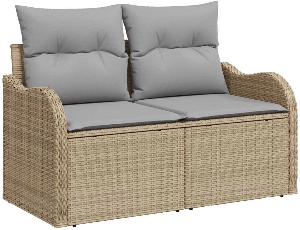 Lauko baldų komplektas Sodo Sofų Rinkinys 9 vnt. Bežinė ir šviesiai pilka poliratanas