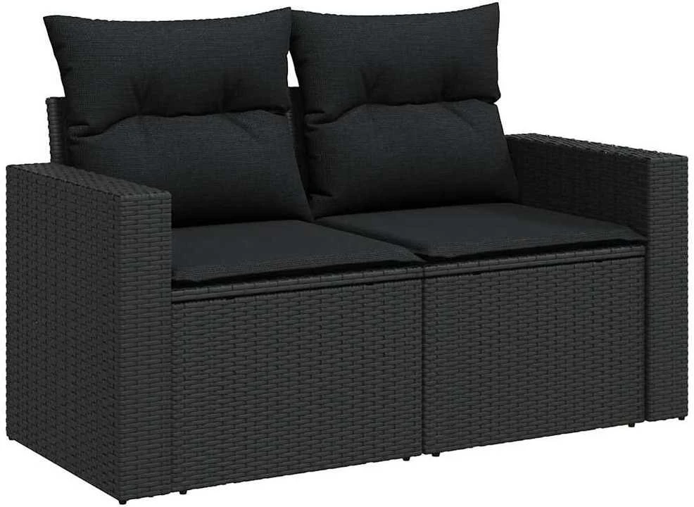Lauko baldų komplektas Sodo Sofų Rinkinys 9 vnt. Juoda poliratanas