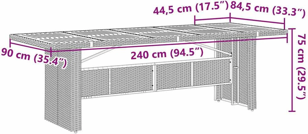 Sodo valgomojo komplektas 9 vnt. Juoda poliratanas