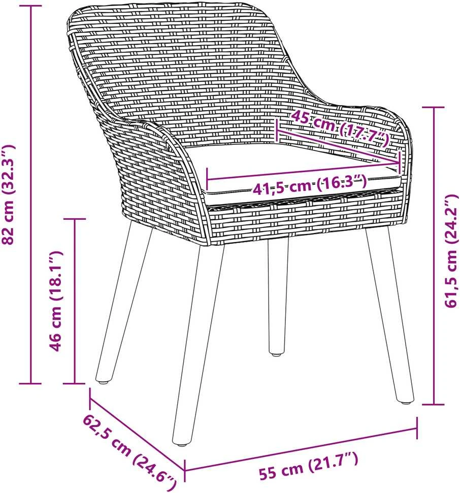 Sodo valgomojo komplektas 9 vnt. Pilka poliratanas