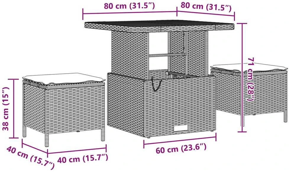 Sodo Sofų Rinkinys 9 vnt. Pilka poliratanas