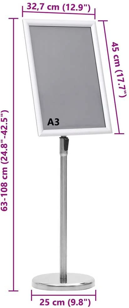 Plakato stendai 2 vnt. Sidabro 45 x 32,7 x 108 cm Aliuminis