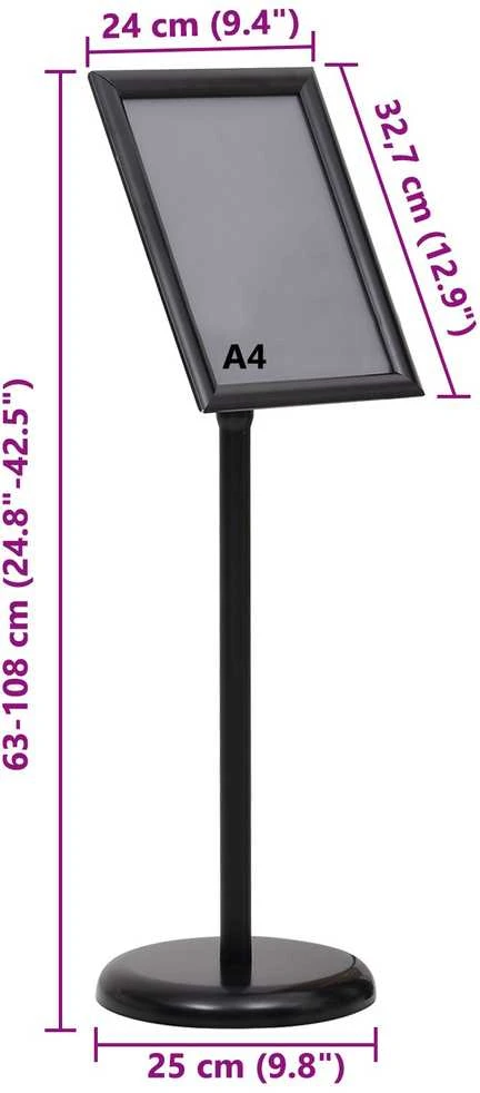 Plakato stendai 2 vnt. Juoda 32.7 x 24 x 108 cm Aliuminis