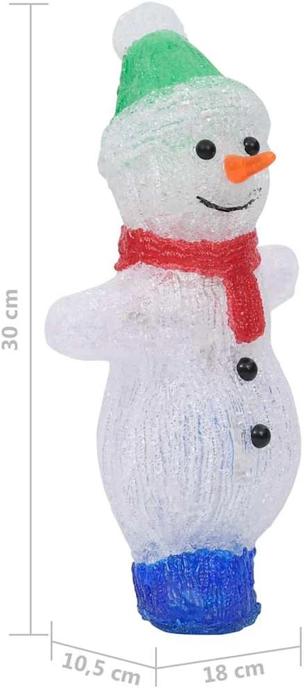 Akrilinė kalėdinė LED dekoracija sniego senis, 30cm