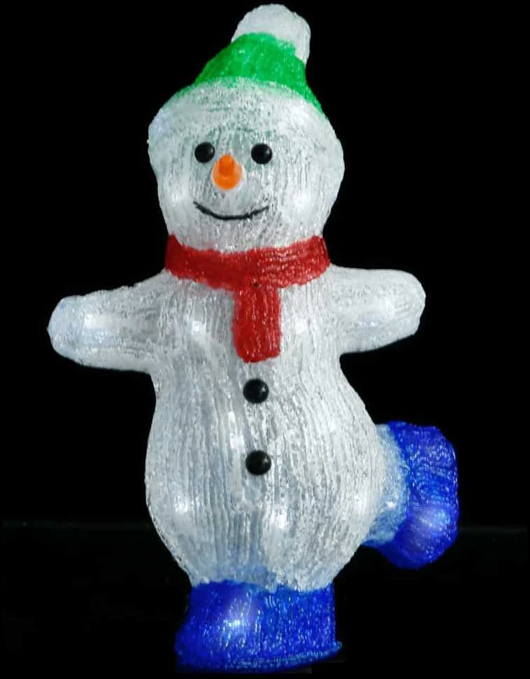 Akrilinė kalėdinė LED dekoracija sniego senis, 30cm