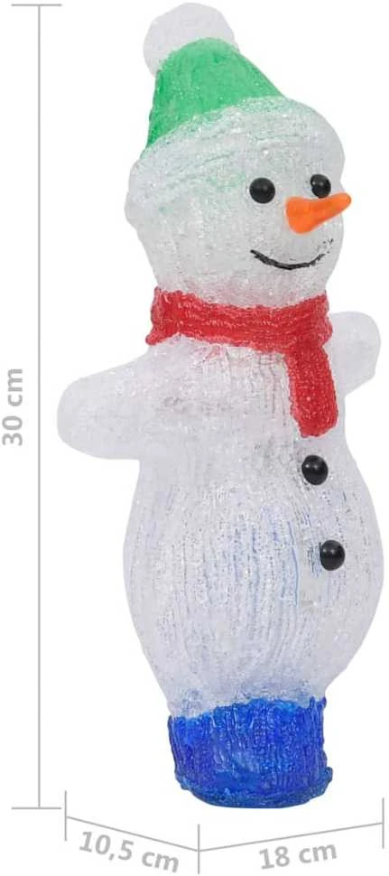 Akrilinė kalėdinė LED dekoracija sniego senis, 30cm