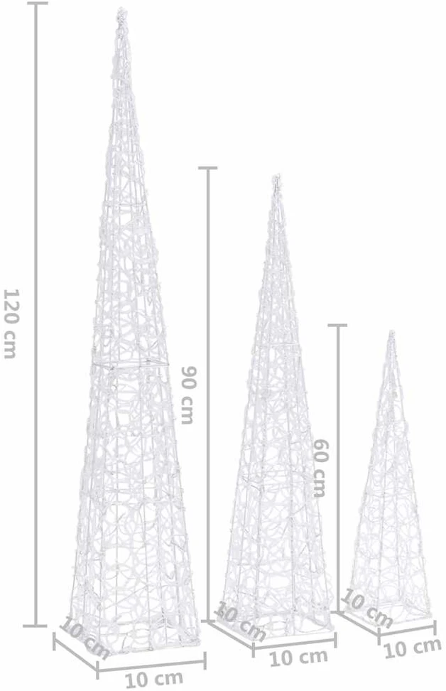 Akrilinė LED dekoracija kūgiai, mėlynos spalvos, 60/90/120cm