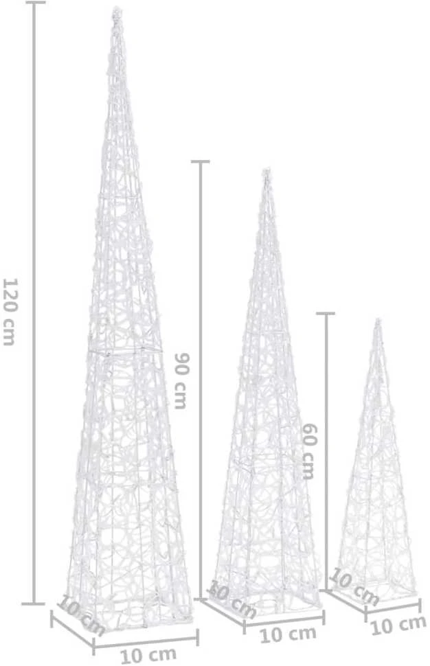 Akrilinė LED dekoracija kūgiai, mėlynos spalvos, 60/90/120cm