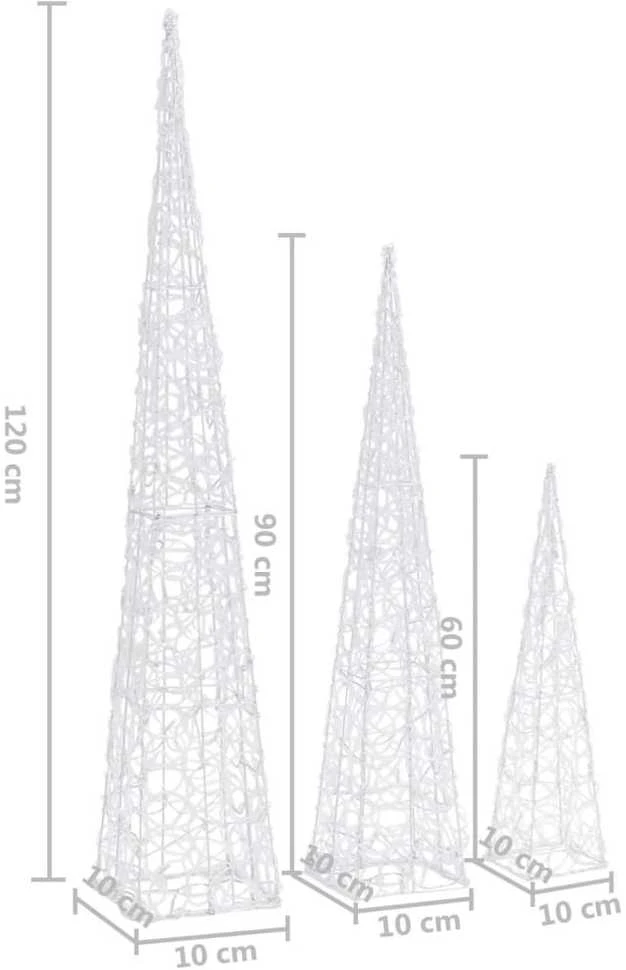 Akrilinė LED dekoracija kūgiai, mėlynos spalvos, 60/90/120cm