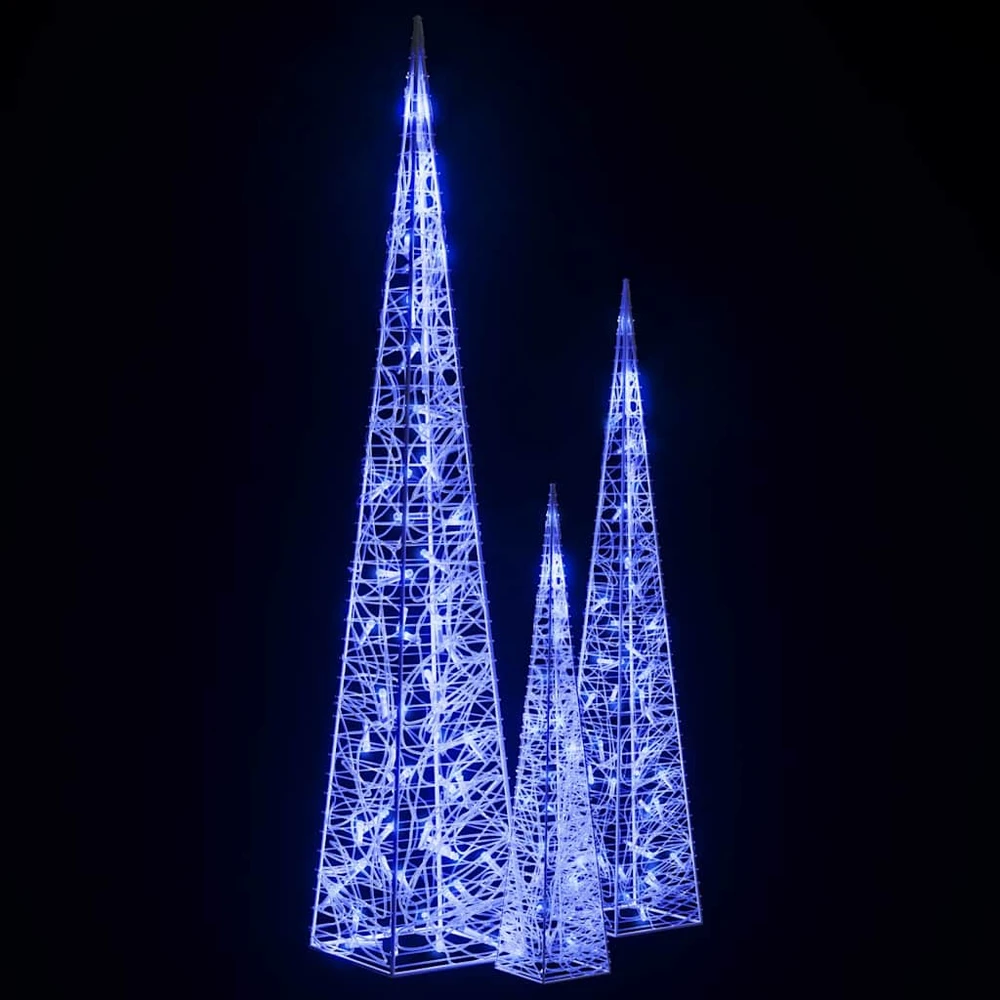 Akrilinė LED dekoracija kūgiai, mėlynos spalvos, 60/90/120cm