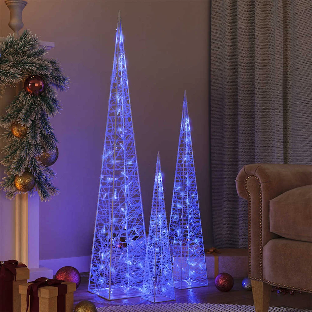 Akrilinė LED dekoracija kūgiai, mėlynos spalvos, 60/90/120cm