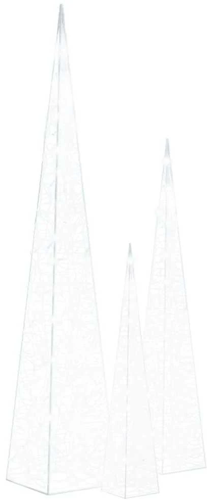 Akrilinė LED dekoracija kūgiai, šaltos baltos, 60/90/120cm
