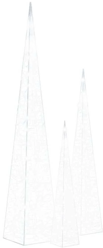 Akrilinė LED dekoracija kūgiai, šaltos baltos, 60/90/120cm